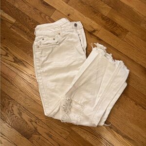 FREE PEOPLE Cropped White Denim Pants